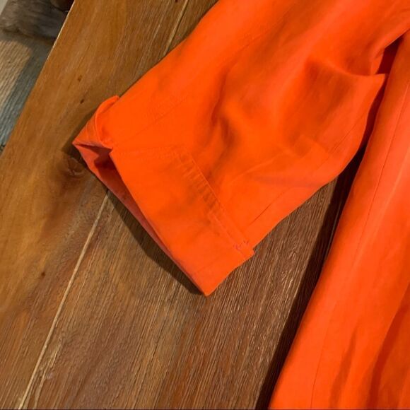 COLDWATER CREEK Orange Silk Linen Jacket Open Front Medium - Picture 3 of 7